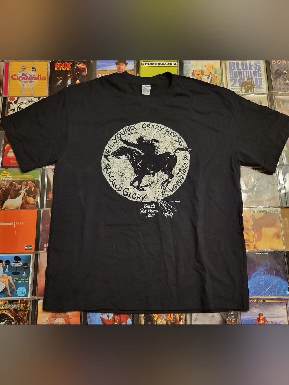 Neil Young Ragged Glory Tour Black Graphic T-Shirt